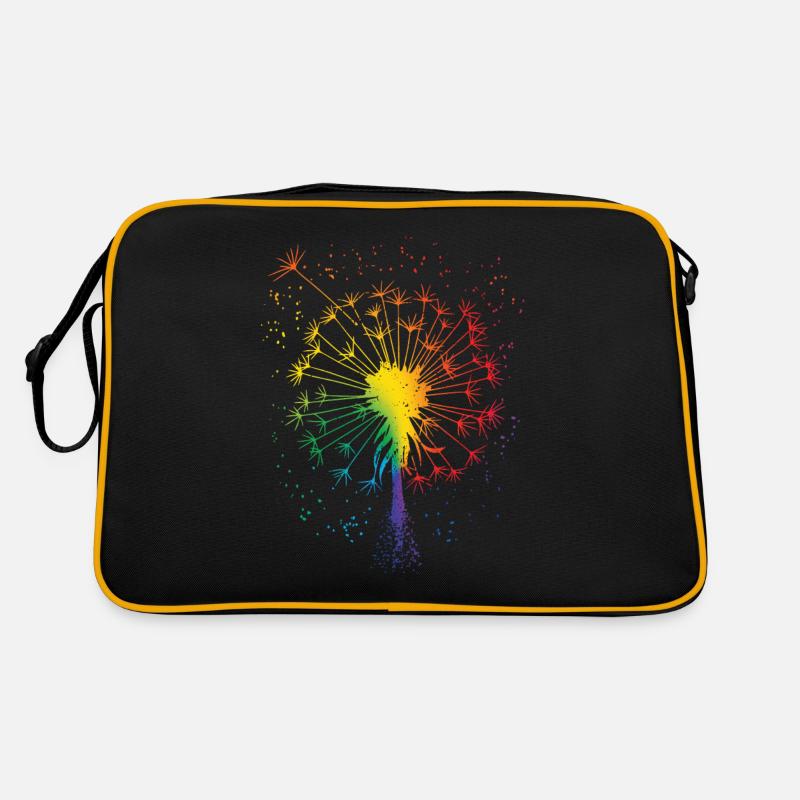 Pusteblume Tattoo Dandelion Regenbogen Löwenzahn - Retro Tasche - Schwarz/Gold