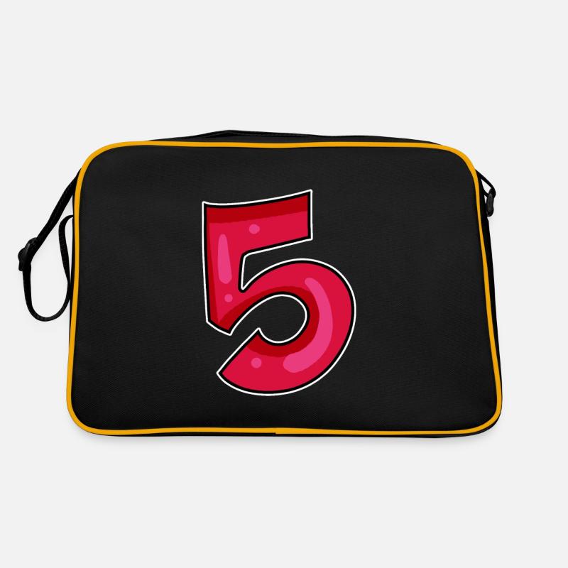 Chiffre 5 Chiffre rouge - Sac Retro - noir/or