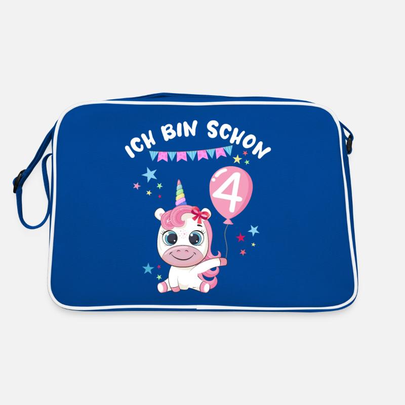 Ich bin schon 4 Einhorn Geburtstag Luftballon Süß Retro Tasche