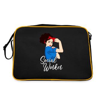 Social Worker Girl, social worker - Retro Tasche - Schwarz/Gold - Hinten