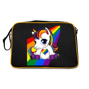 Licorne avec coeur de couleur LGBTQ - Fierté LGBTQ - Sac Retro - noir/or - Dos