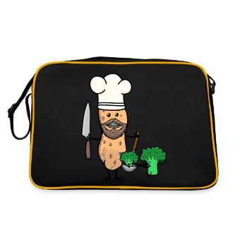 Sauve végétalien légumes cacahuètes cuisinier cuisine saine - Sac Retro - noir/or - Dos
