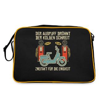 Mofa Mopedfahrer Mofaroller Moped Zweitakt Mofa - Retro Tasche - Schwarz/Gold - Hinten