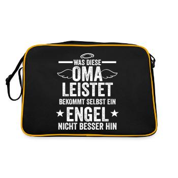 Oma Engel Großmutter Uroma - Retro Tasche - Schwarz/Gold - Hinten