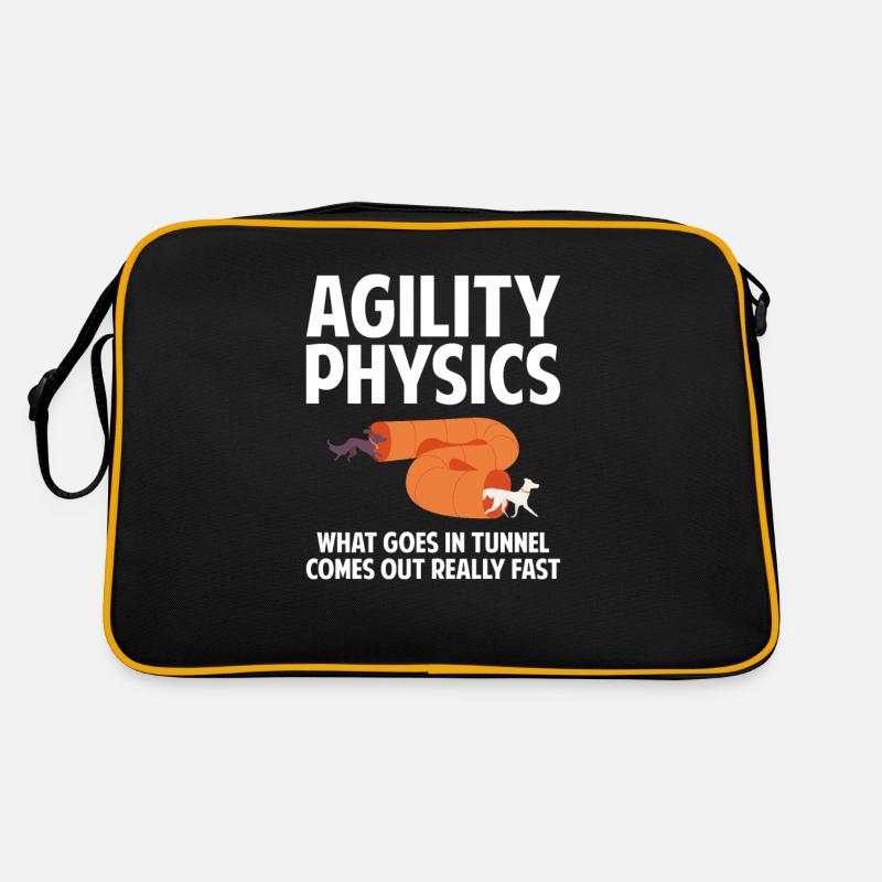Dog agility physics, agility dog - Retro Tasche - Schwarz/Gold