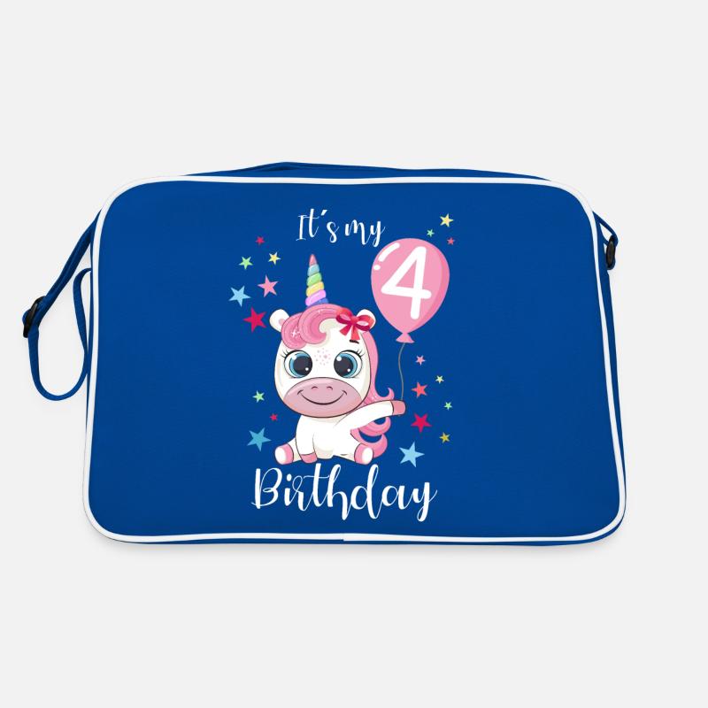 Ich bin schon 4 Einhorn Geburtstag Luftballon Süß Retro Tasche
