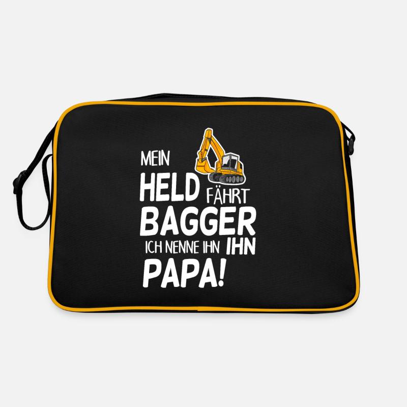 Bagger Held Papa Vater Geschenk - Retro Tasche - Schwarz/Gold
