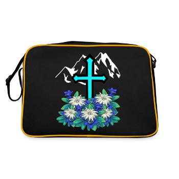 Alpes Montagnes Traversent Gentiane Edelweiss Montagne Nature - Sac Retro - noir/or - Dos