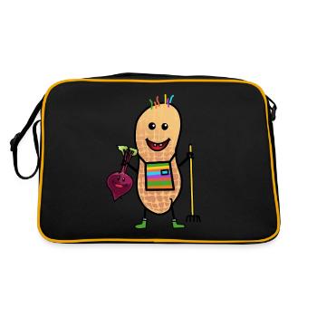 Erdnusss Freak Bauer Bio Öko Gemüse Anbau - Retro Tasche - Schwarz/Gold - Hinten