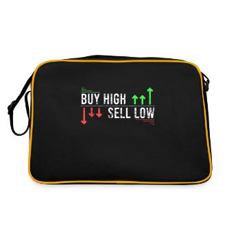 Buy High Sell Low Funny Stock Exchanges Saying Bull Bear - Retro Bag - black/gold - Back