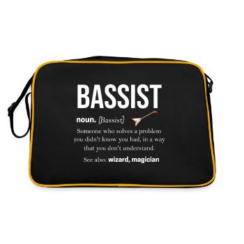 Bassiste guitariste Basser Contrebasse cadeau basse - Sac Retro - noir/or - Dos