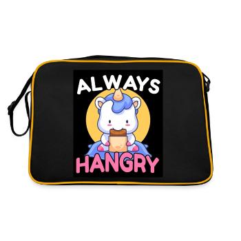 Always Hangry Süßes Einhorn Hungrig Geschenk - Retro Tasche - Schwarz/Gold - Hinten
