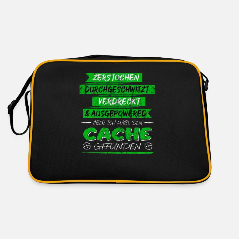 Lustiger Spruch Cache gefunden Geocaching Retro Tasche