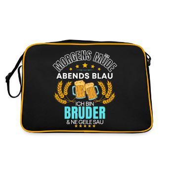 ICH BIN DER BRUDER DIE GEILE SAU! BRÜDER BRUDER - Retro Tasche - Schwarz/Gold - Hinten