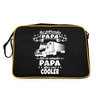 LKW-Fahrender Papa - Lastwagen Trucker Fernfahrer - Retro Tasche - Schwarz/Gold - Hinten
