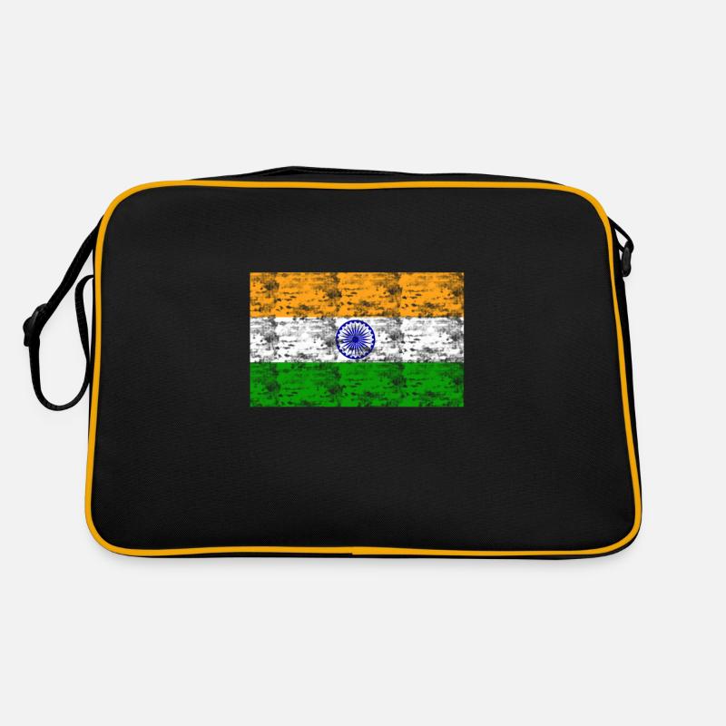 Indien Flagge Vintage - Retro Tasche - Schwarz/Gold