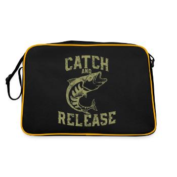 Für richtige Angler - Catch and Release - Retro Tasche - Schwarz/Gold - Hinten