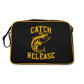 Für richtige Angler - Catch and Release - Retro Tasche - Schwarz/Gold - Hinten