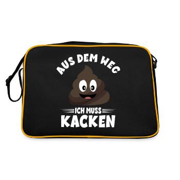 Aus dem weg ich muss Kacken - Retro Tasche - Schwarz/Gold - Hinten