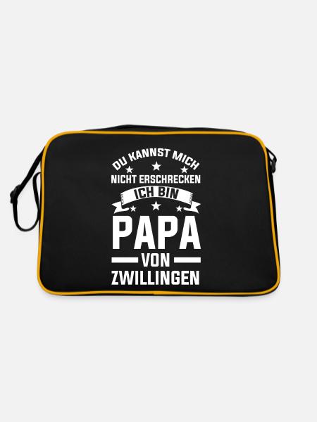 Zwillingspapa Vater Zwillinge Zwillingseltern - Retro Tasche - Schwarz/Gold - Hinten