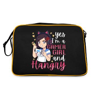 Yes I'm A Gamer Girl Hangry Angry Anime Hungry - Retro Tasche - Schwarz/Gold - Hinten