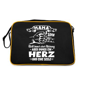 Mama und Sohn Partnerlook Muttertag Geschenkidee - Retro Tasche - Schwarz/Gold - Hinten