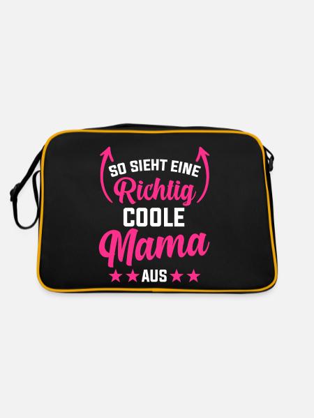 So Sieht eine Richtig Coole Mama Aus - Retro Tasche - Schwarz/Gold - Hinten