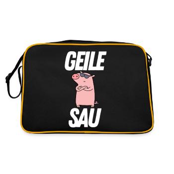 SAU geile sau geil lustig sprüche geburtstag - Retro Tasche - Schwarz/Gold - Hinten