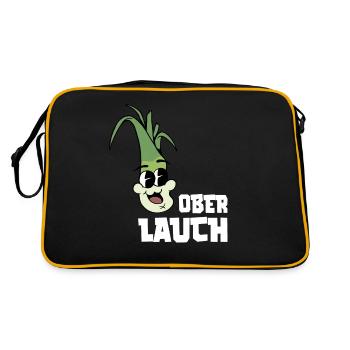 Ober Lauch - Fitness Gym Lauch Witz - Retro Tasche - Schwarz/Gold - Hinten