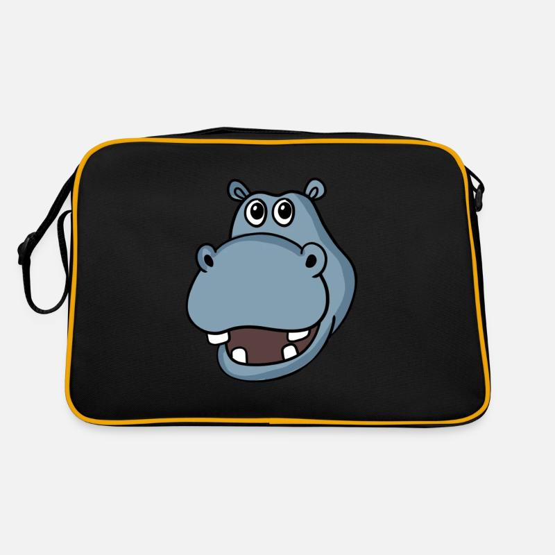 Nilpferd Kopf - Retro Tasche - Schwarz/Gold
