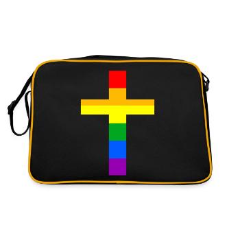 LGBT Cross Christianity Rainbow Flag Church - Sac Retro - noir/or - Dos