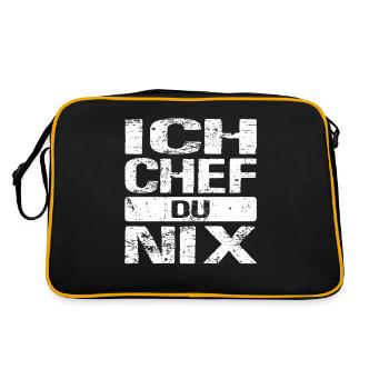 Ich Chef du nix Arbeiter Chef Sprüche Unternehmer - Retro Tasche - Schwarz/Gold - Hinten