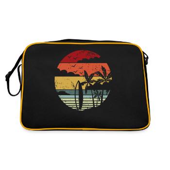 Retro Surfing Surfboard Sunset Surfer Surfing Surfing - Retro Bag - black/gold - Back