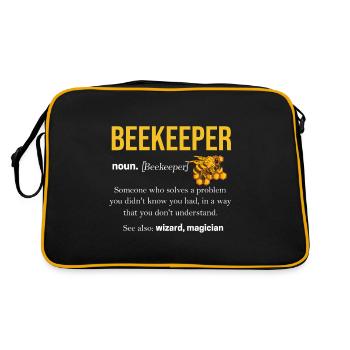 Imker Geschenk Biene Wespe Nektar Honig Wespe - Retro Tasche - Schwarz/Gold - Hinten