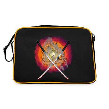 Soleil Japon Montagnes épées Katana Combat à l’épée - Sac Retro - noir/or - Dos