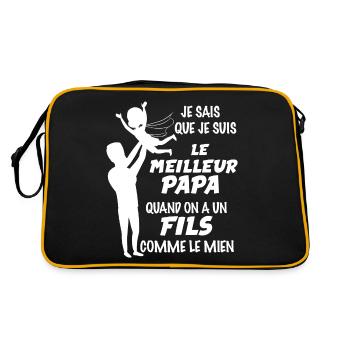 Papa, idée cadeau papa et fils complices - Sac Retro - noir/or - Dos