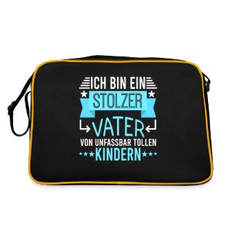 stolzer Vater Papa Geschenk - Retro Tasche - Schwarz/Gold - Hinten
