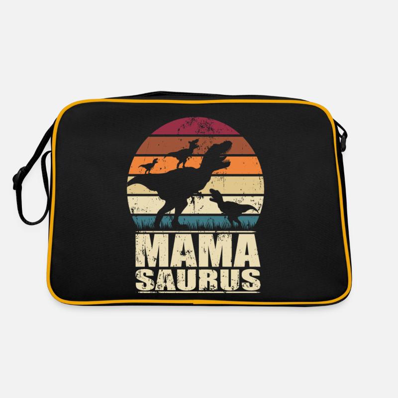 Mamasaurus Rex Dinosaurier Mutter Dino Drillinge - Retro Tasche - Schwarz/Gold
