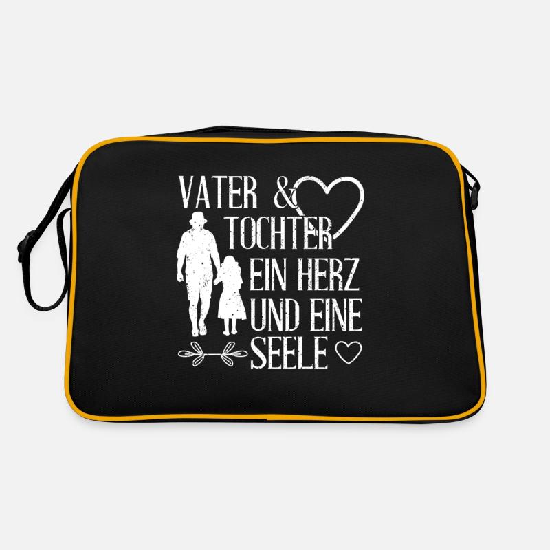 Vater und Tochter Geschenk - Retro Tasche - Schwarz/Gold