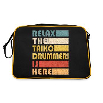 Taiko Drummer Vintage Drum Music Instrument Gifts - Retro Bag - black/gold - Back