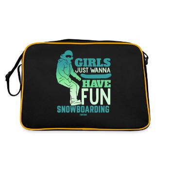 Winter Alps sister snowboarding - Retro Bag - black/gold - Back