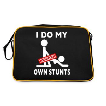 I Do All My Own Stunts Strichmännchen Sex - Retro Tasche - Schwarz/Gold - Hinten
