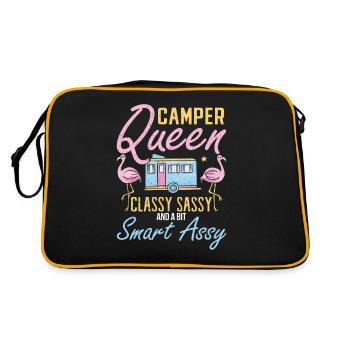 Camper Queen Classy Sassy Smart Assy Camping - Retro Tasche - Schwarz/Gold - Hinten
