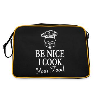 BBQ Cook Skull - Be Nice I Cook Your Food - Retro Bag - black/gold - Back