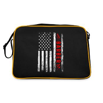 barber American Flag, haridresser barbershop - Retro Bag - black/gold - Back