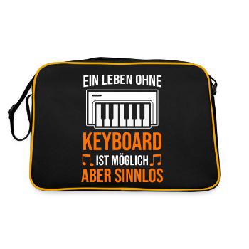 Keyboard Keyboarder Musiker Musik - Retro Tasche - Schwarz/Gold - Hinten