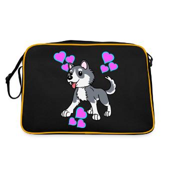 Coeurs Husky Chien Enfants Enfants Animaux bienvenus - Sac Retro - noir/or - Dos