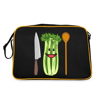 Celery vegetables celery celery kitchen knife chef - Retro Bag - black/gold - Back
