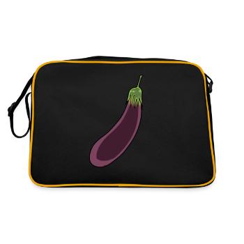 Aubergine Gemüse Vitamine kochen Küche Vegetarisch - Retro Tasche - Schwarz/Gold - Hinten