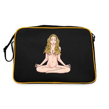 Nude Yoga Woman Jogi Meditation Meditate OM - Retro Bag - black/gold - Back